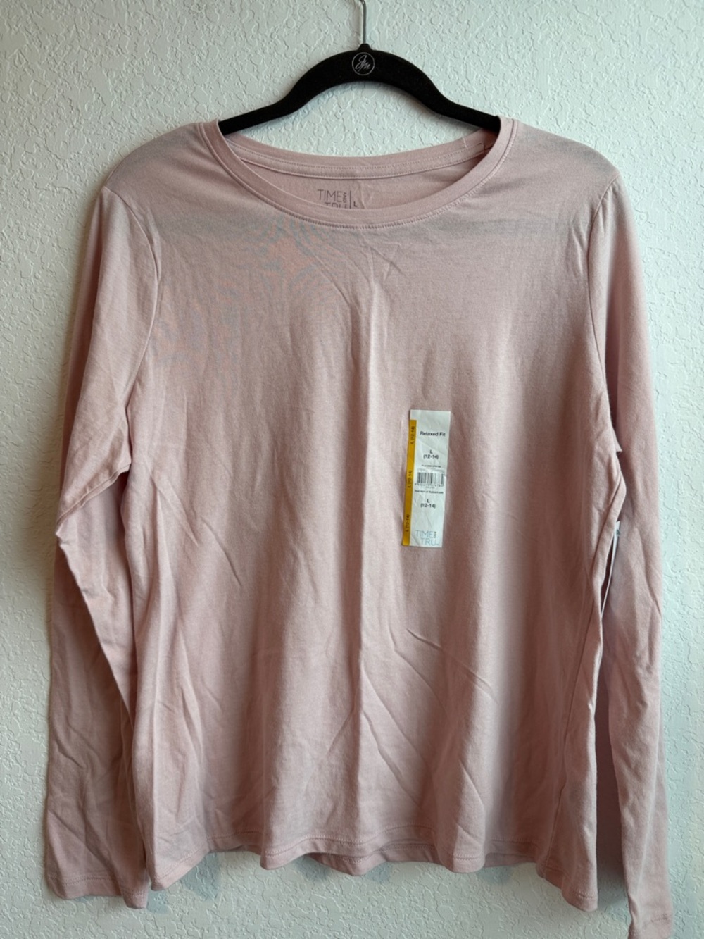 Time and Tru Light Pink Long Sleeve Core Crew Top